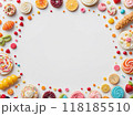 カラフルなお菓子のフレーム 118185510