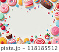 カラフルなお菓子のフレーム 118185512