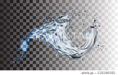 Realistic water splash spiral dynamic on grey gradient checkered background vector 118186585