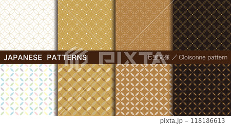 七宝柄。日本の伝統模様、シームレスなパターン。シンプルな幾何学模様。 118186613