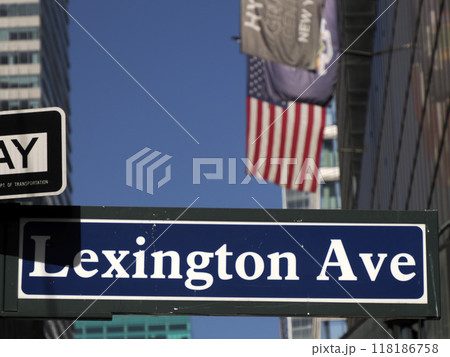Lexington Avenue sign famous new york manhattan skyscrapers building 118186758