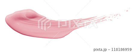 Shiny pink liquid from separate brush strokes on white background. Shiny pink liquid from separate brush strokes on white background. 118186959