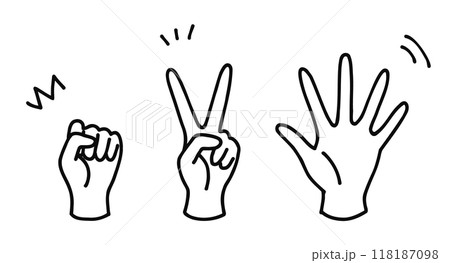 グーチョキパーの手の線画イラスト グーチョキパーの手の線画イラスト 118187098