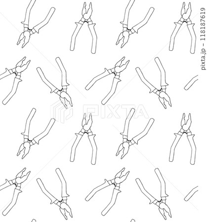 Vector seamless pattern of hand drawn pliers 118187619