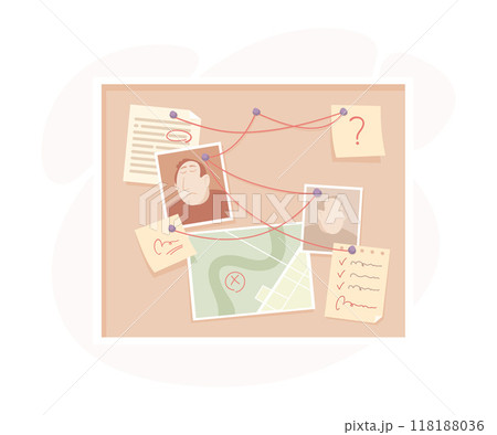 Investigation and Detective Work with Suspect Board Vector Illustration 118188036