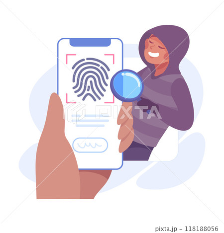 Man Criminal Commit Cyber Crime and Theft Vector Illustration 118188056