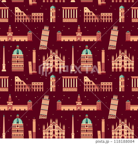 Italy Travel Monuments and Landmarks Pattern Italy Travel Monuments and Landmarks Pattern 118188084