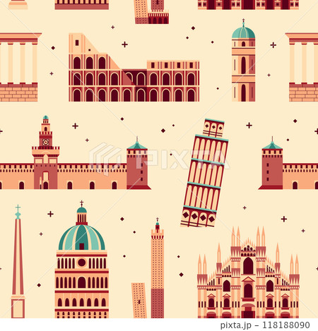 Italy Travel Monuments and Landmarks Pattern Italy Travel Monuments and Landmarks Pattern 118188090