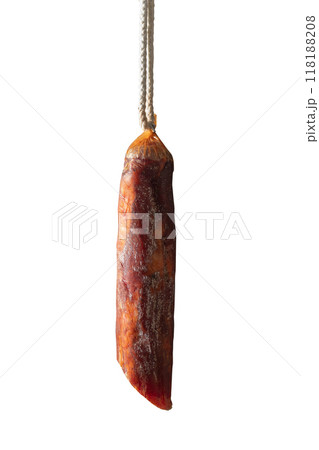 Iberian sausage loin isolated on white background 118188208