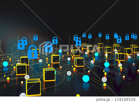 Data structure and information tools for networking business and cyber security.3d illustration. 118188528