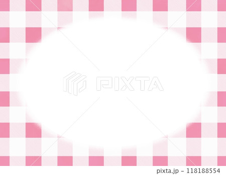 さわやかなピンクのチェック柄と丸い楕円の背景素材 118188554