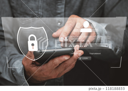 Lock icon and internet network security technology. Lock icon and internet network security technology. 118188833