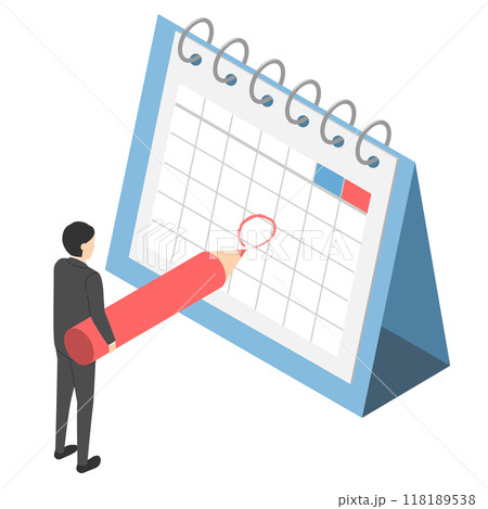 カレンダーに印をつける会社員男性・アイソメトリック 118189538