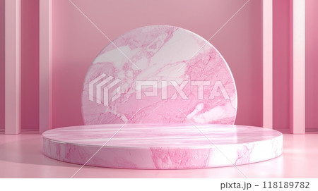 Pink Marble Minimalistic Product Display Podium. 118189782