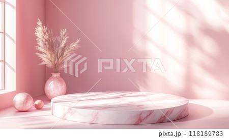 Pink Marble Minimalistic Product Display Podium. 118189783