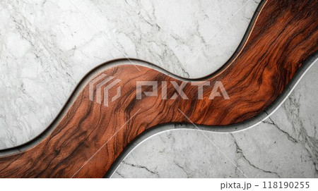White Marble with Wooden Rosewood Horizontal Background. 118190255