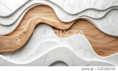 White Marble with Wooden Oak Horizontal Background. 118190256