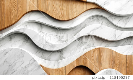 White Marble with Wooden Oak Horizontal Background. 118190257