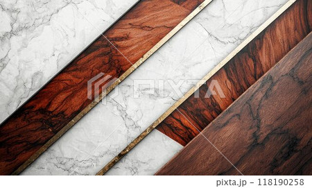 White Marble with Wooden Mahogany Horizontal Background. 118190258