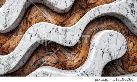 White Marble with Wooden Ebony Horizontal Background. 118190260