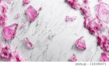 White Marble with Pink Sapphire Horizontal Background. 118190471