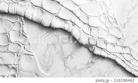 White Marble with Crocodile Skin Horizontal Background. 118190492