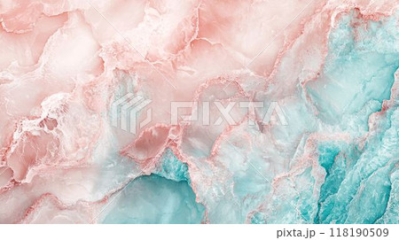 Soft Pink Marble with Turquoise Horizontal Background. 118190509