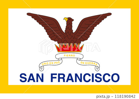 Flag of the city of San Francisco, California, original colors and proportions. Illustration Flag of the city of San Francisco, California, original colors and proportions. Illustration 118190842