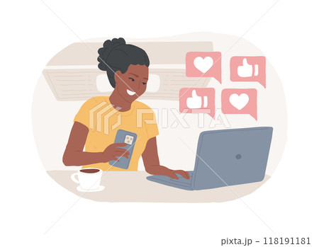 Interacting with followers isolated cartoon vector illustrations. 118191181