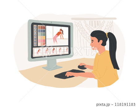 Editing video isolated cartoon vector illustrations. 118191183