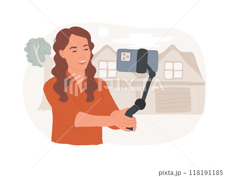 Filming with smartphone isolated cartoon vector illustrations. 118191185