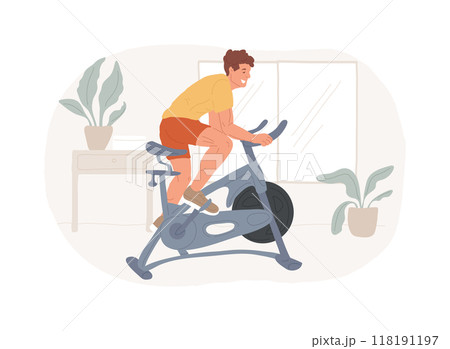 Home cycle training isolated cartoon vector illustrations. Home cycle training isolated cartoon vector illustrations. 118191197