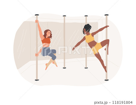 Pole dance classes isolated cartoon vector illustrations. 118191804