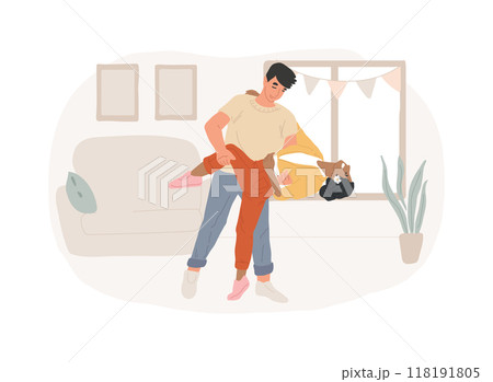 Training at home isolated cartoon vector illustrations. 118191805