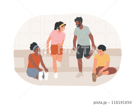 Post workout stretch isolated cartoon vector illustrations. Post workout stretch isolated cartoon vector illustrations. 118191850
