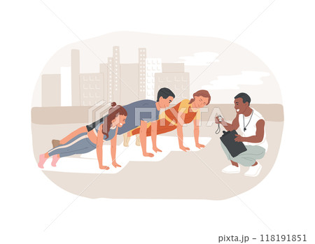 Training group isolated cartoon vector illustrations. Training group isolated cartoon vector illustrations. 118191851