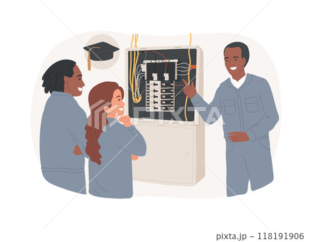 Electrical installation and maintenance isolated cartoon vector illustrations. Electrical installation and maintenance isolated cartoon vector illustrations. 118191906