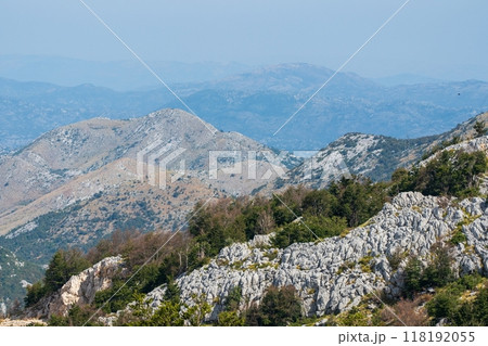 Distant mountain ranges with rocky foreground. Montenegro 118192055