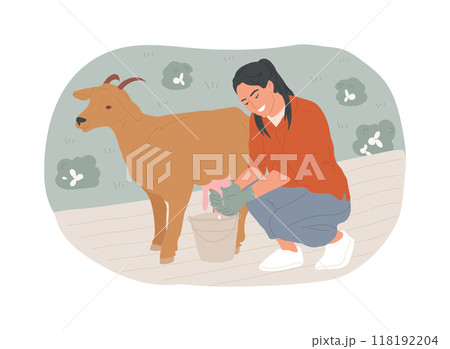 Organic goat milk isolated cartoon vector illustrations. 118192204
