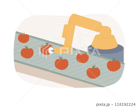 Sorting and packing robots isolated cartoon vector illustrations. 118192224