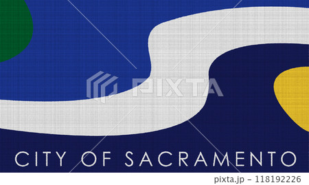 Flag of the city of Socramento, California, USA on a textured background. Conceptual collage 118192226