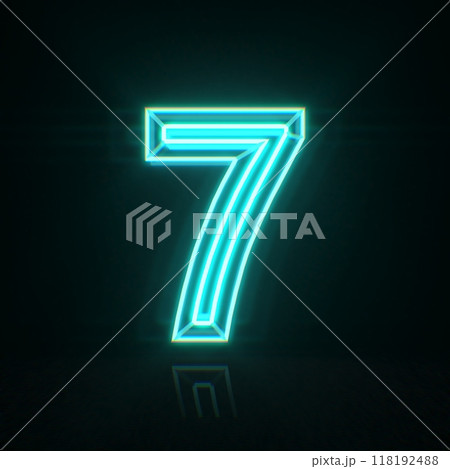 Cyan blue neon wire Number 7 SEVEN 3D Cyan blue neon wire Number 7 SEVEN 3D 118192488