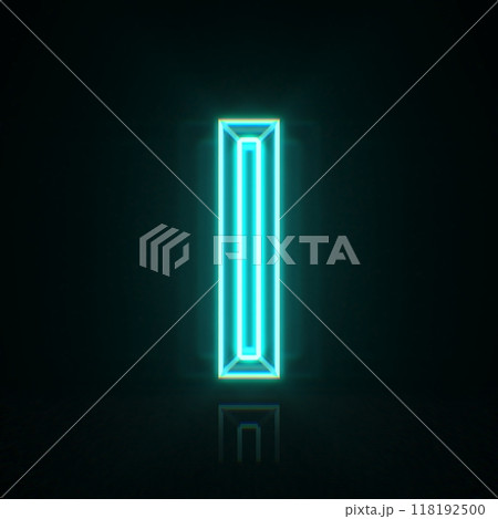 Cyan blue neon wire font Letter I 3D 118192500
