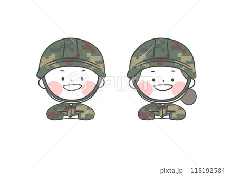 A drawing of soldier character. 118192584