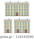 old european apartment building facade cartoon style front view vector flat illustration 118193090