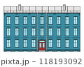 old european apartment building facade cartoon style front view vector flat illustration 118193092