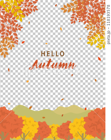 秋イメージ　紅葉風景の背景素材 118193578