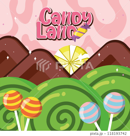 Colored candy land landscape view Vector Colored candy land landscape view Vector 118193742