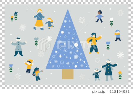 冬天和人們的插圖集 118194081