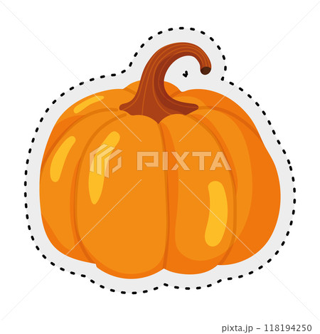 Pumpkin Autumn sticker icon Vector 118194250